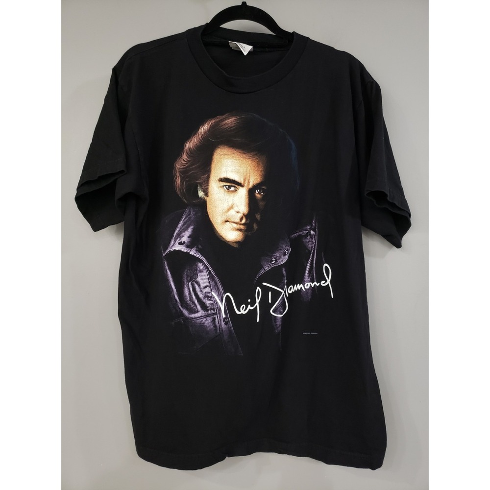 Vintage Neil Diamond US Tour T-Shirt Size L Black Music 1996 90s